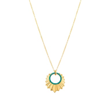 Luxenter Collar de Cuarzo Hidrotermal Verde Claro acabado en oro amarillo de 18K - Reail