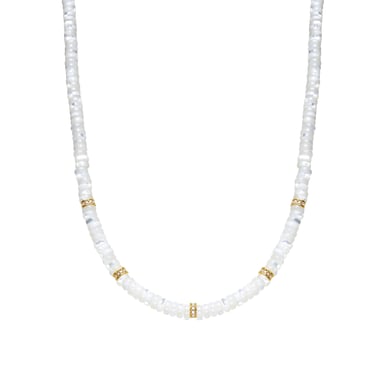 Luxenter Collar de Plata de Ley 925 y Madreperla Blanca acabado oro amarillo de 18k - Landir
