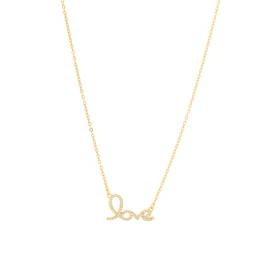 Luxenter Collar de Plata de Ley 925 y Circonita Brillante acabado en oro amarillo de 18k - Amor