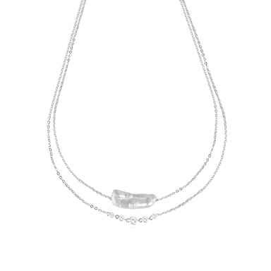 Luxenter Collar de Plata de Ley 925 y Perla Blanca acabado rodio - Danysda