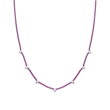 Luxenter Collar de Plata de Ley 925 con Circonita Rubí acabado en rodio - Silbil