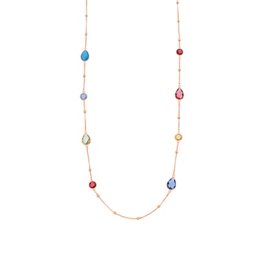 Luxenter Collar de Cuarzo Hidrotermal Multicolor acabado en oro amarillo de 18k - Laswen