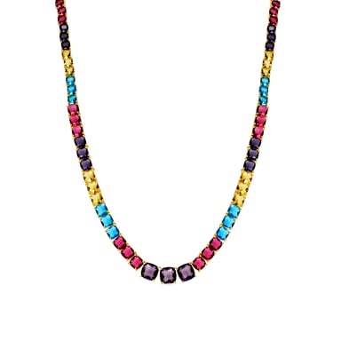 Luxenter Collar de Plata de Ley 925 y Cuarzo Hidrotermal Multicolor acabado oro 18k - Thorka