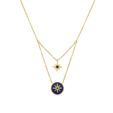 Luxenter Collar de Lacado Azul acabado en oro amarillo 18k - Iskha