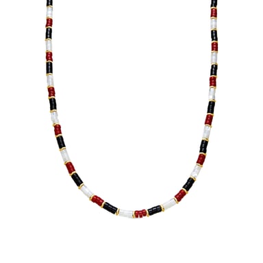 Luxenter Collar de Plata de Ley 925 y Coral acabado oro amarillo de 18k - Siraba