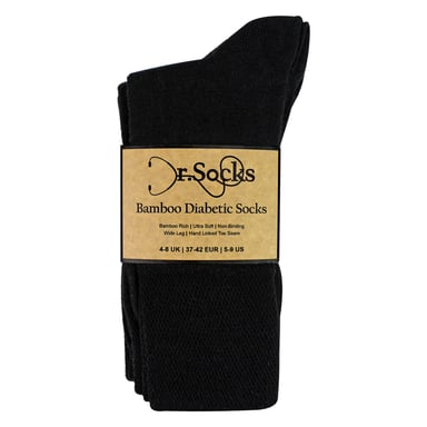 Paquete de 4 calcetines diabéticos de bambú para mujeres, suaves, transpirables y sin compresión.