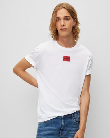 HUGO Red Logo Patch Sustainable T-Shirt - White