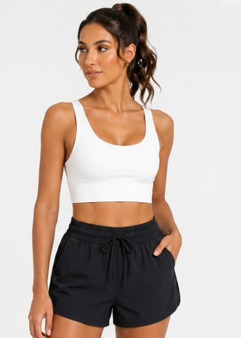 Pantalones cortos negros elásticos de cintura alta