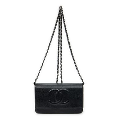 Chanel CC Classic Chain Wallet en negro Cuero de ternero