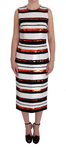 Vestido de cóctel midi con rayas de lentejuelas