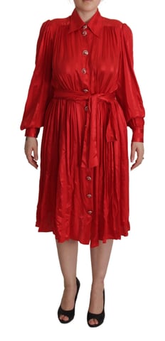 Vestido midi de seda roja Dolce Gabbana