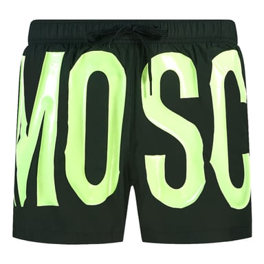 Bañador Negro Con Logo Amarillo Grande De Moschino