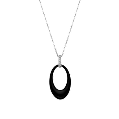 Luxenter Collar de Plata de Ley 925 y Lacado Negro acabado en rodio - Onves