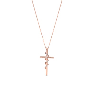 Collar Luxenter de Aleación de Metal y Circonita Brillante acabado en oro rosa de 18k - Cruz