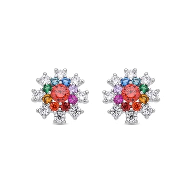 Pendientes Luxenter de Aleación de Metal y Circonita Multicolor acabado en rodio - Necoatl