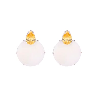 Luxenter Pendientes de Plata de Ley 925 y Madreperla Blanca acabado oro amarillo de 18k - Mubi