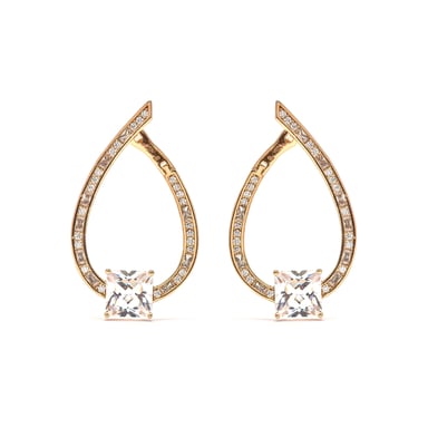 Luxenter Pendientes de Circonita Brillante acabado en oro amarillo de 18k - Shuasin