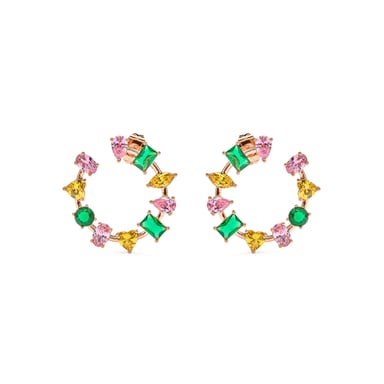 Luxenter Pendientes de Circonita Multicolor acabado en oro amarillo de 18k - Tapus