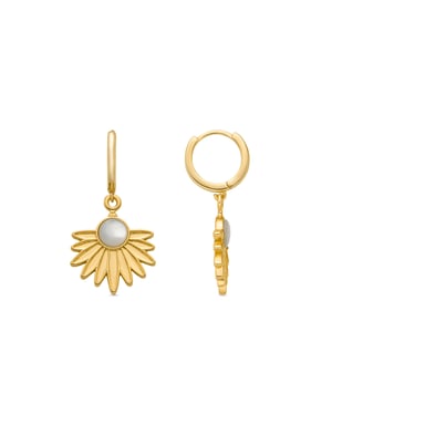 Luxenter Pendientes de Plata de Ley 925 y Madreperla Blanca acabado oro amarillo de 18k - Lalai