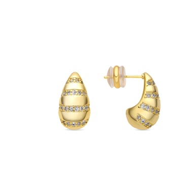 Luxenter Pendientes acabado oro amarillo de 18k y Circonita Brillante - Thora