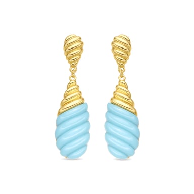Luxenter Pendientes acabado oro amarillo de 18k y Resina Azul - Rawil