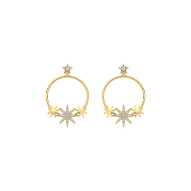 Luxenter Pendientes acabado oro amarillo de 18k y Circonita Brillante - Ilju