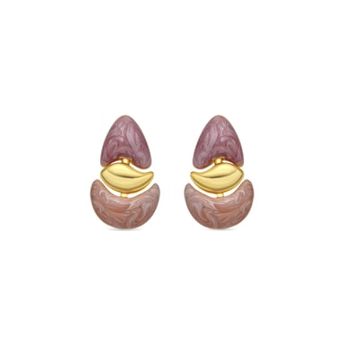 Luxenter Pendientes acabado oro amarillo de 18k y Lacado Fucsia - Ismaly