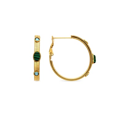 Luxenter Pendientes con Malaquita acabado oro 18k - Reus