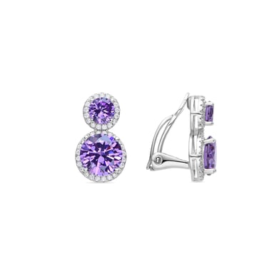 Luxenter Pendientes de Plata de Ley 925 y Circonita Amatista acabados en rodio - Pruka