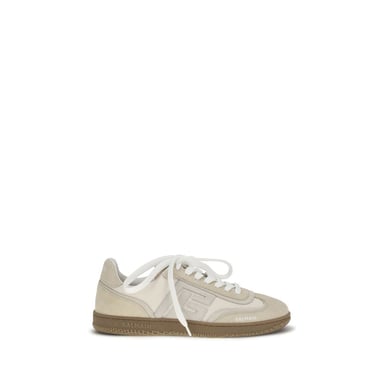 Zapatillas deportivas de piel de gamuza beige Balmain