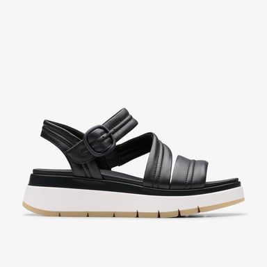 Sandalias de cuero negro con tira toscana