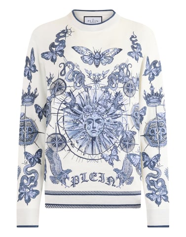 Round Neck Pullover Butterfly Tattoo