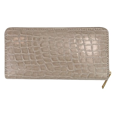 Cartera Compacta de Piel Sintética con Estampado de Croc para Damas, Organizador de Tarjetas y Monedas