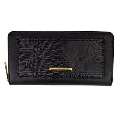 Cartera Grande de Cuero Sintético para Damas con Textura y Detalles Metálicos Organizador