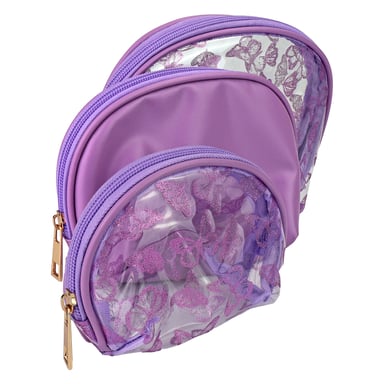 Juego de 3 piezas de neceser de mariposa para damas - Bolsas de maquillaje y artículos de tocador de viaje