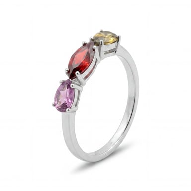 Anillo Luxenter de Aleación de Metal y Circonita Multicolor acabado en rodio - Prazma