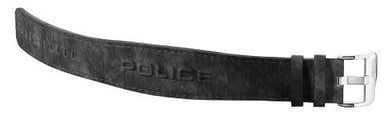 POLICE: CORREA DE PIEL GRIS "CHORD" CON LOGO POLICE 3D CON HEBILLA