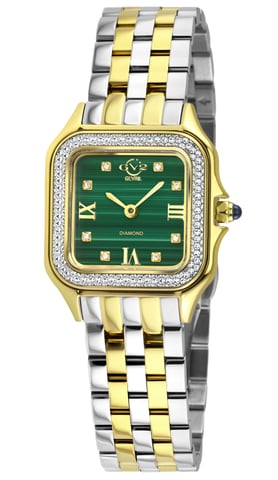 GV2 Milan Women's Malachite Dial, Two toned SS/IPYG Bracelet Watch