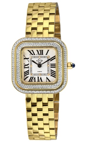GV2 Bellagio Women's Swiss Made Diamond Watch, Silver-White Dial, IPYG Bracelet