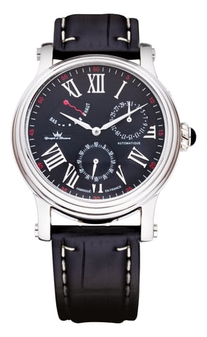 Reloj Yonger con esfera negra y caja plateada