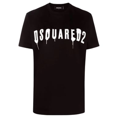 Camiseta Negra Con Logo De Dsquared2 Con Efecto De Goteo
