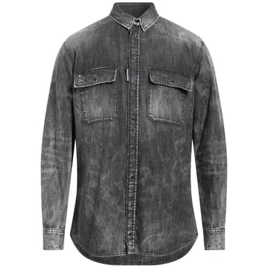 Camisa Vaquera Negra Descolorida De Corte Regular De Dsquared2