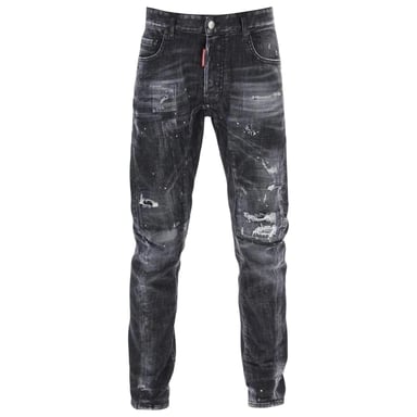 Dsquared2 Tidy Biker Jean Estilo Desgastado Negro