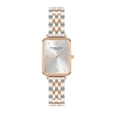 VICTORIA HYDE Rectangle Ladies Watch Green Dial Analogue Quartz Wristwatch with Stainless Steel Bracelet, rose gold