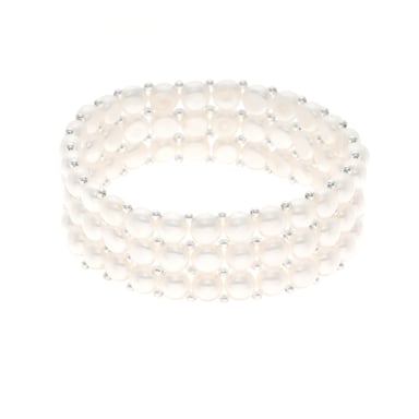 Bracelet 3 Rows of Real Freshwater Pearls - 4 mm