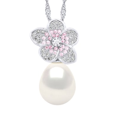 Necklace - Real Cultured Freshwater Pearl Pear 9-10 mm