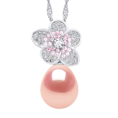 Necklace - Real Cultured Freshwater Pearl Pear 9-10 mm