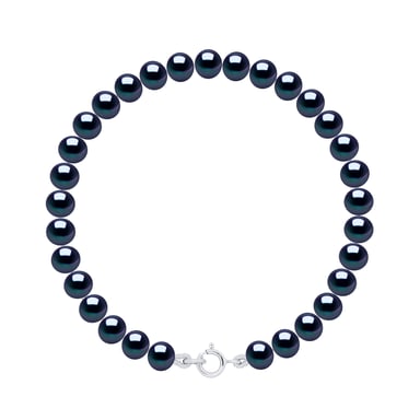 Bracelet of Real Cultured Freshwater Pearls Semi Round 5-6 mm