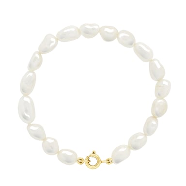 Bracelet Gold - Row of Real Freshwater Pearls Baroque 6-7 mm