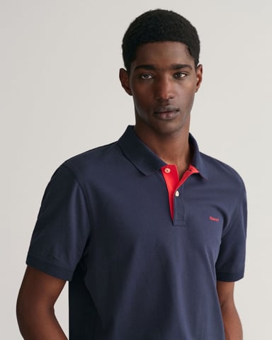 Gant Regular Fit Contrast Pique Rugger Polo Azul